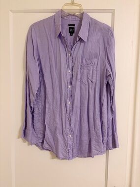 GAP Linen Boyfriend Shirt in Lavender